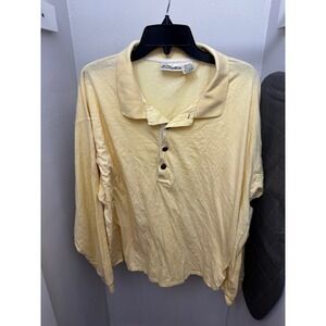 Austin Kane International Male Mens 2XL Yellow Long Sleeve Cotton Polo Shirt